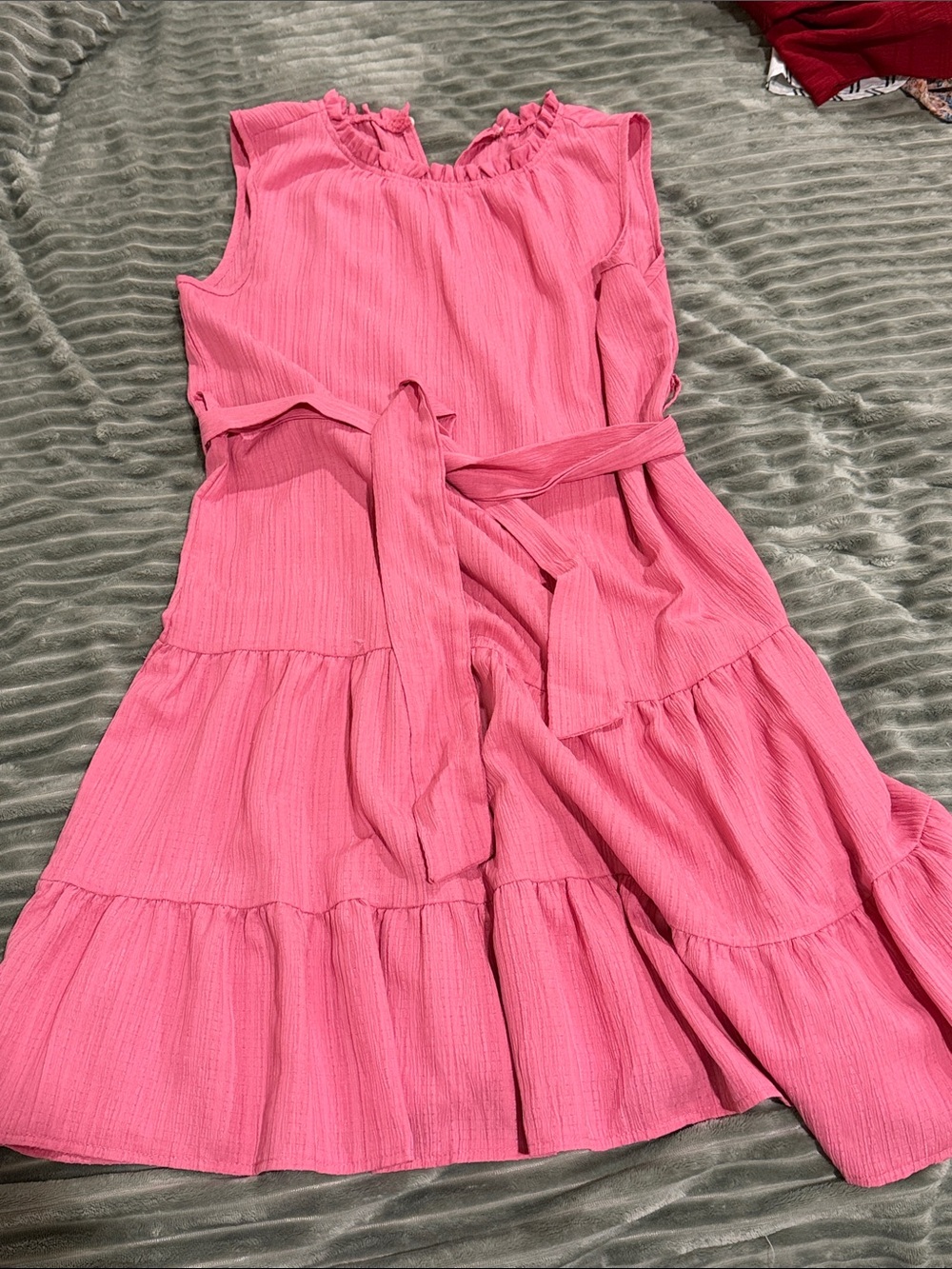 Women’s Pink Tiered Belted Dress